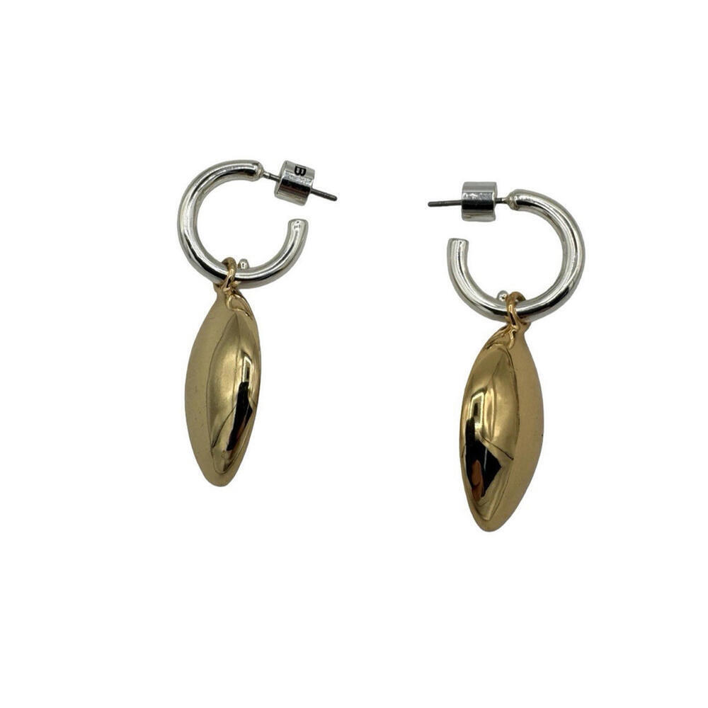 Jenny Bird Hoop Drop Earrings White & Yellow Gold Plated Brass